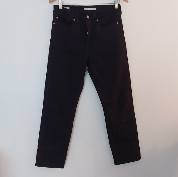 Levi's Premium Wedgie Straight Hidden Button Fly Jeans Big E Black Size 27 - Picture 5 of 11